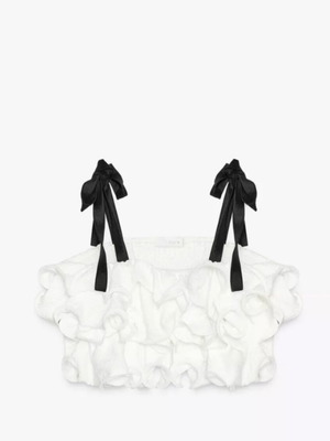 Top Tricot with Ruffles Zara like new, black and white, size S