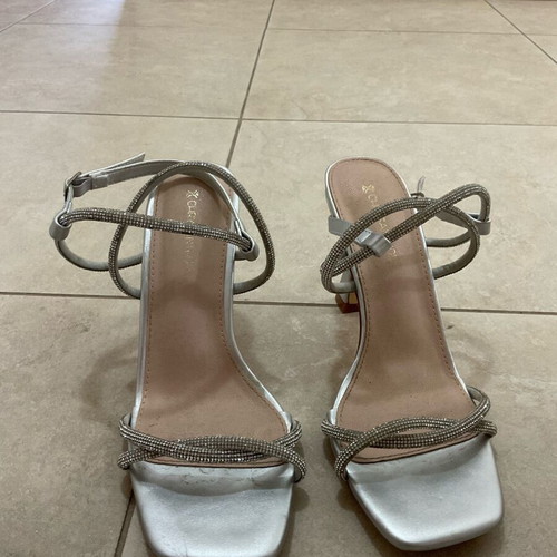 Strass gray sandals like new, size 38-38.5