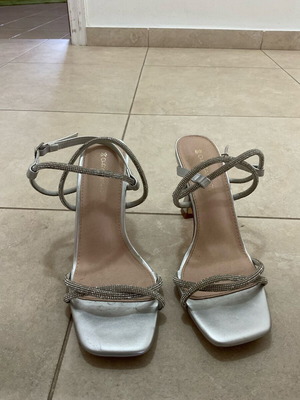Strass gray sandals like new, size 38-38.5