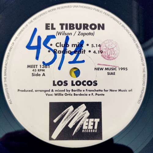 Los Locos El Tiburon 12'' Vinyl Maxi Single used, Latin House 1995
