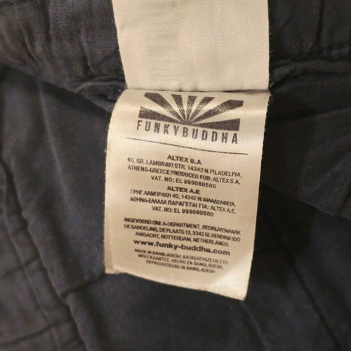 Funky Buddha pants, blue and black, size M
