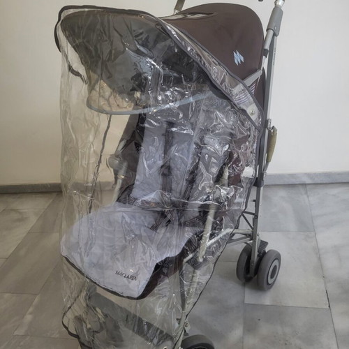 Maclaren baby stroller like new, brown-blue with waterproof hood