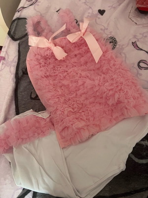 Tights and top set for girls new, size 120cm, white and pink