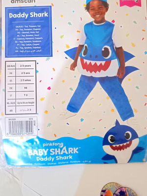 Baby Shark Blue Daddy Costume No. 2 for 2-3 Years New