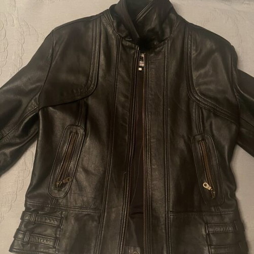 Leather jacket new, black, women's size S