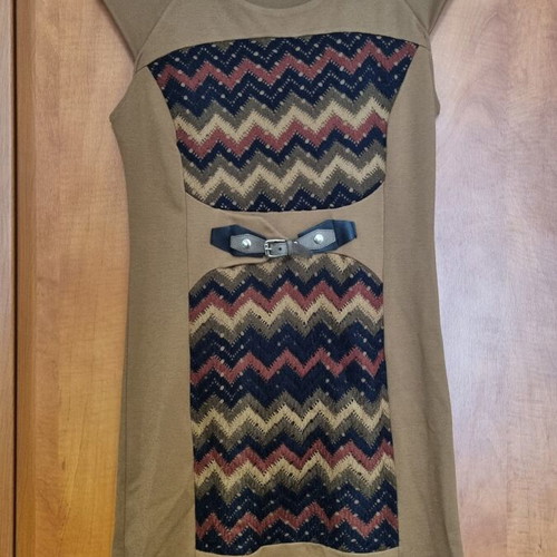 Dress and jacket set used, brown and orange