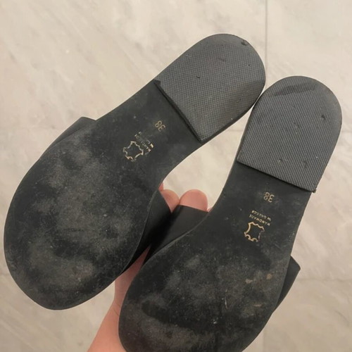 Makis Kotris leather sandals like new, size 38, black and gold