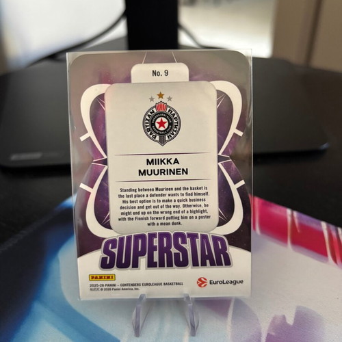 Miikka Muurinen 2025-26 Panini Contenders EuroLeague Superstar Die-Cut Silver card, like new