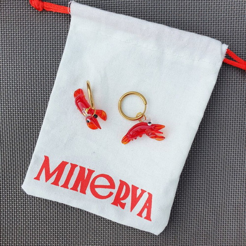 Minerva Red Murano Glass Shrimp Hoop Earrings