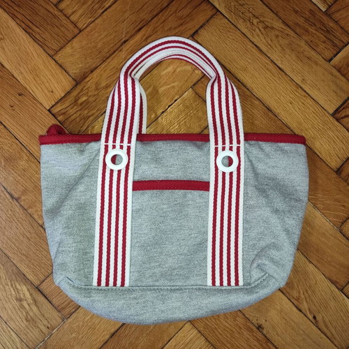 Lacoste handbag used, grey and red