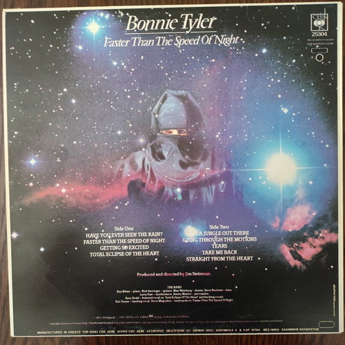 Bonnie Tyler Faster Than The Speed Of Night LP used, rock