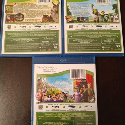Shrek 1, 2 & 3 Blu-Ray 3D new, dubbed