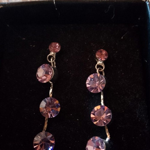 Long earrings with pink transparent stones new