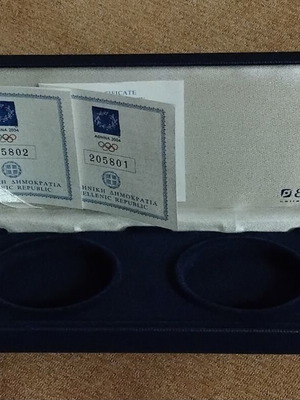 Double silver 10 euro coin case 2004 Olympic Games with certificates