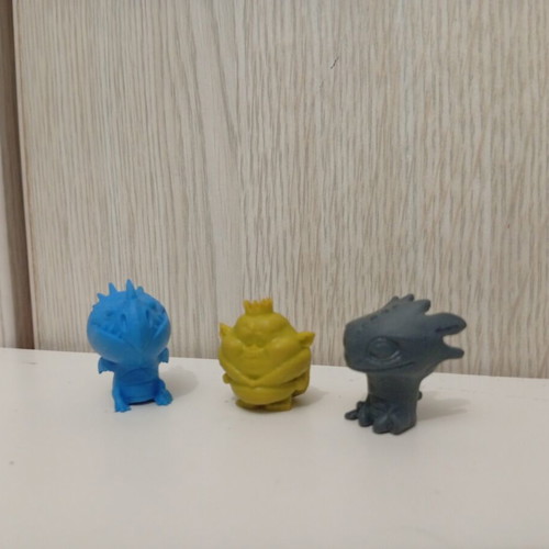 Dreamworks Rubbiz Eurospin Figures Set used, How To Train Your Dragon and Trolls