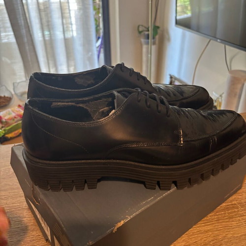 Zara leather men's casual shoes used, black, sizes 40.5-41
