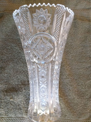 Crystal trumpet vase from Bohemian crystal, like new, engraved
