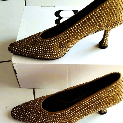 Gold high heel shoes new, size 41, 8 cm heel