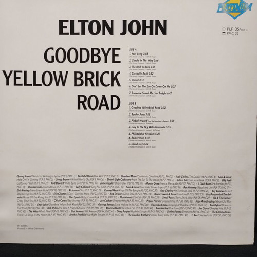 Elton John Goodbye Yellow Brick Road Platinum German Edition 1985 vinyl