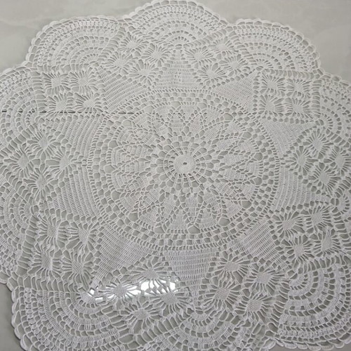 Knitted doily used, handmade round 45x43