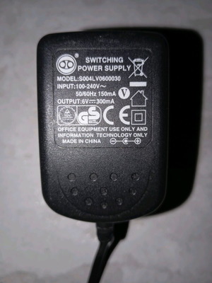 Τροφοδοτικό 6v 300mA adapter σαν καινούργιο για μικροσυσκευές