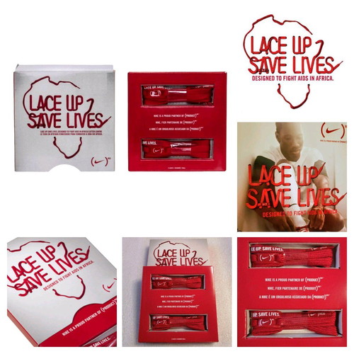 Nike Lace Up 2 Save Lives shoelaces new, red