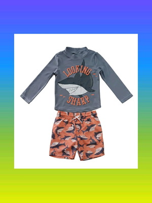 Carter’s boys’ swim set for 3 years like new with rash guard top and shorts