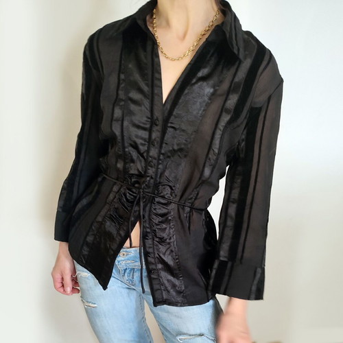 Glam-rock goth shirt tie-back, like new, size S/M