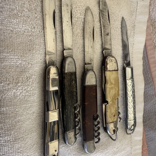 Pocket knives used, set of 5