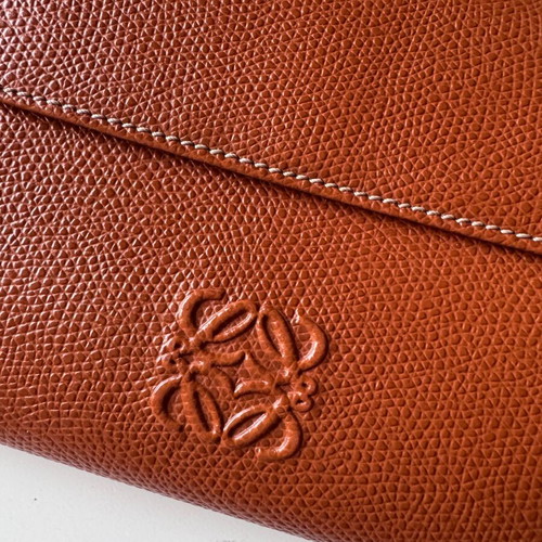 Loewe Leather Wallet used brown with Anagram logo