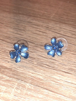 Flower σκουλαρίκια καινούργια, μπλε και ασημί