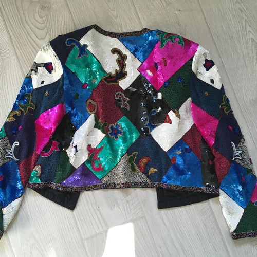Madeleine colorful sequin jacket like new, size M