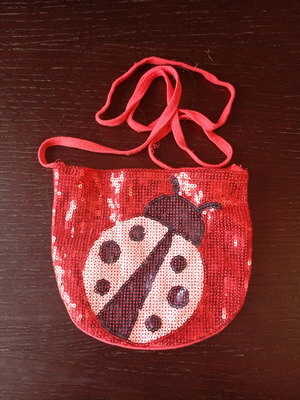 Children's crossbody bag used with ladybug sequin design red