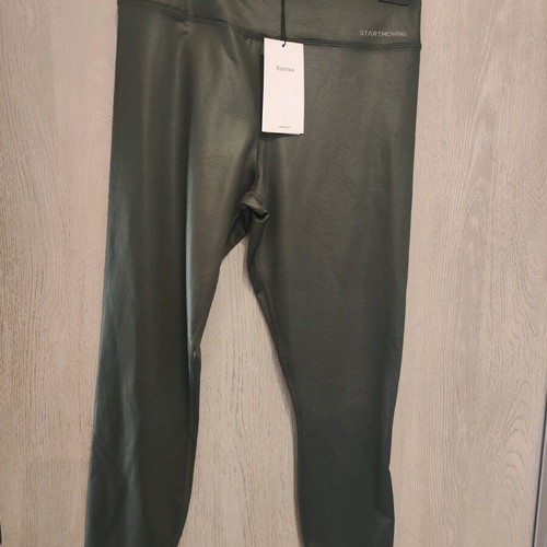 Bershka women's shiny leggings new, olive, size L