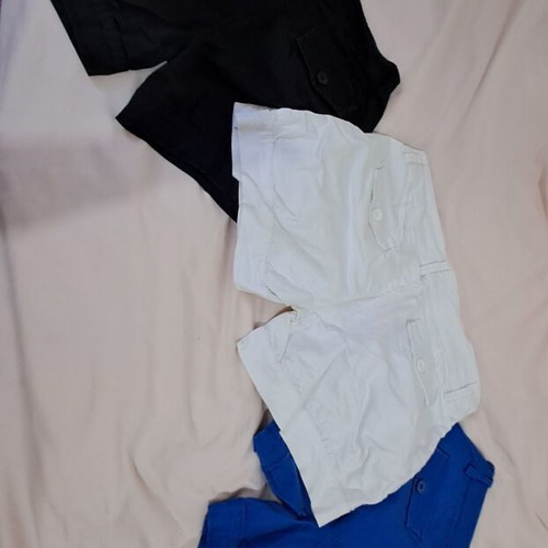 Shorts pack used, size XL, blue, black, white with side buttons