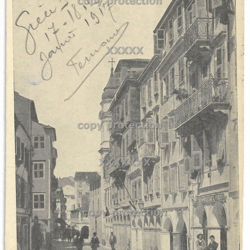 Corfu street scene vintage postcard used, 1917