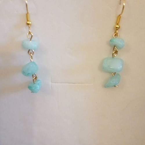 Earrings with nephrite semi-precious stones and steel clasp new