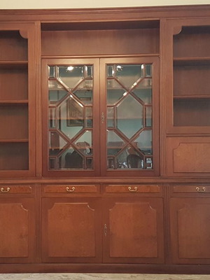 Χειροποίητο νεοκλασικό σύνθετο βιβλιοθήκη μεταχειρισμένο από ξύλο καρυδιάς