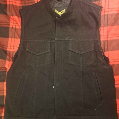 Leatherick Biker Vest Denim black size Large new
