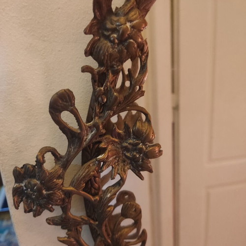 Bronze mirror used, ornate, approx. 49x37 cm