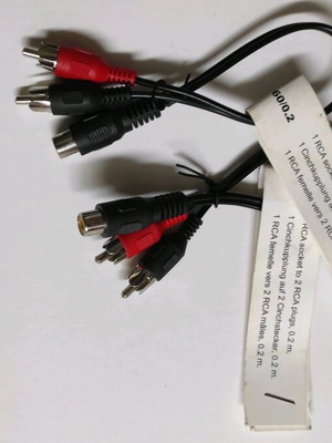RCA adapters female to 2 RCA male with 20cm cable pack of 2 new