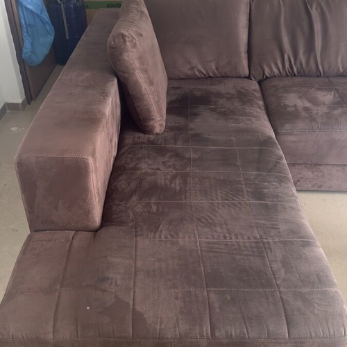Marmaridis corner sofa with sueded fabric, double bed & storage
