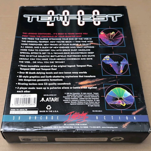 Tempest 2000 (Interplay) PC CD-ROM like new, Big Box