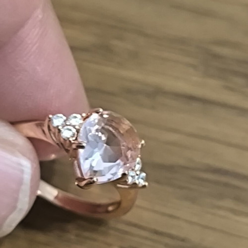 Rose Gold Copper Ring with Pink Heart Crystal