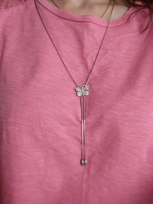 Long butterfly necklace silver like new