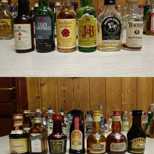 Miniature bottles of drinks like new, pack of 105 pieces