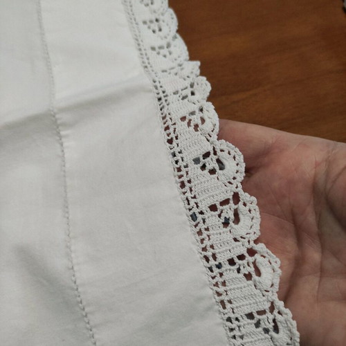 Pillowcase like new, white with handmade crochet lace