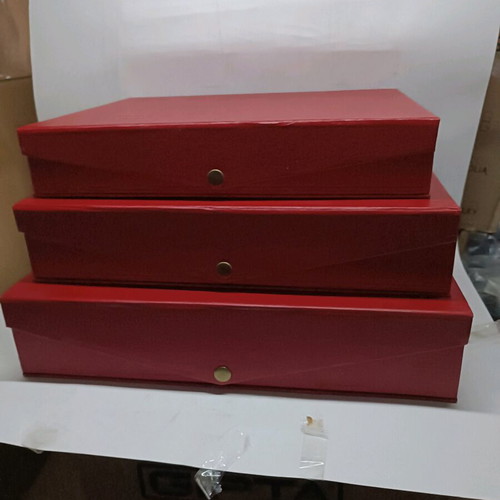 Storage boxes new, set of 3, red, thick cardboard
