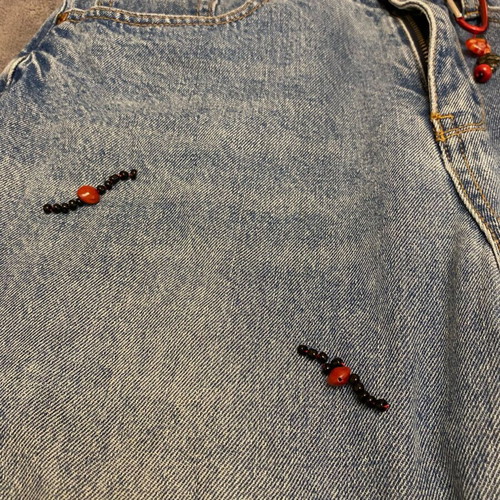Jeans with hand-sewn beads like new, size 36