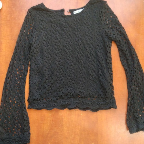 Bershka knitted blouse with bell sleeves used, black, size S